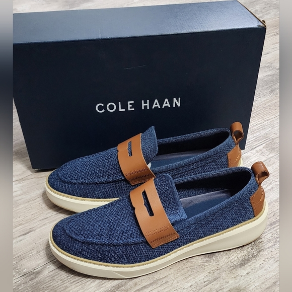 Cole Haan Other - Cole Haan Men's Blue GrandPro Topspin Stitchlite Penny Loafers Shoes Size 11